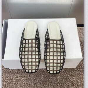 Vince Woven Mesh Mule Sandals - Dark Brown